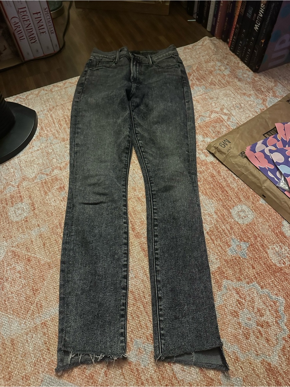 MOTHER - Stunner Zip Ankle Step Fray Skinny Jeans in Train Stops grey size 24 - Picture 7 of 12